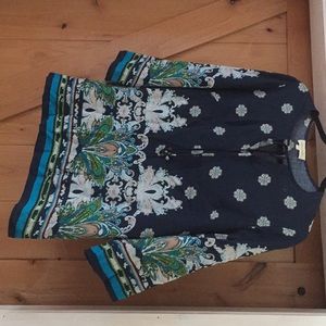 Top with Navy Background and teal, green design